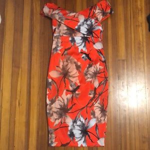 Off the shoulder, red midi dress - flattering!